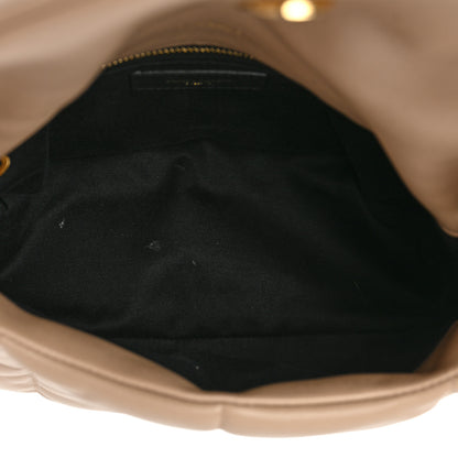 Saint Laurent Lambskin Quilted Small Loulou Puffer Monogram Chain Satchel Dark Beige 7 of 15
