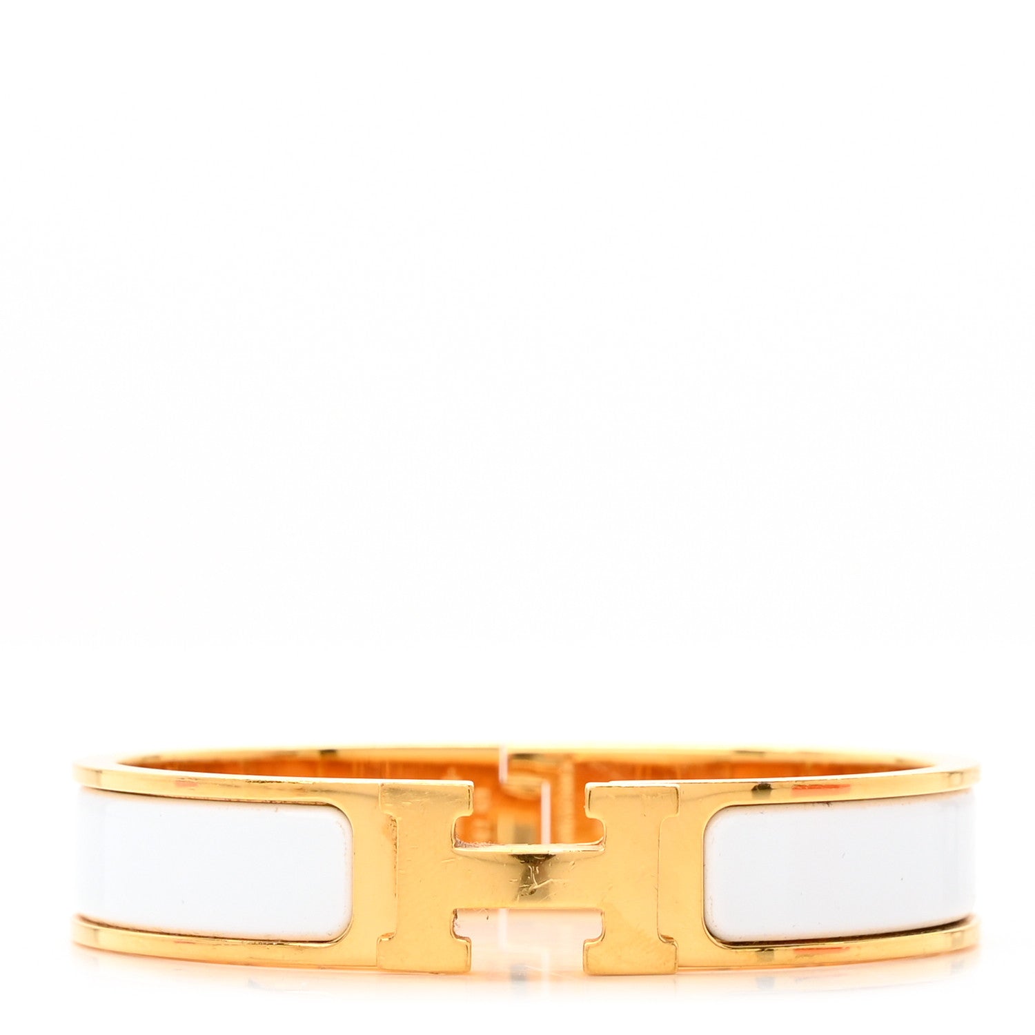 Hermes Enamel Narrow Clic Clac H Bracelet PM White 1 of 5