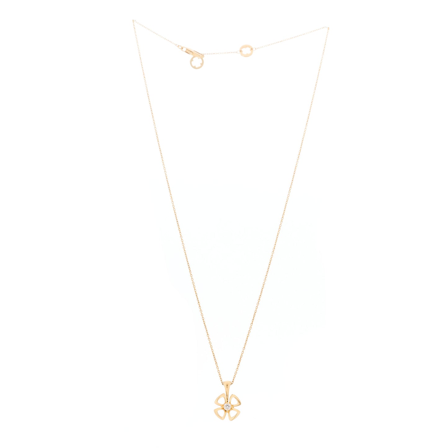 18K Yellow Gold Diamond Fiorever Pendant Necklace