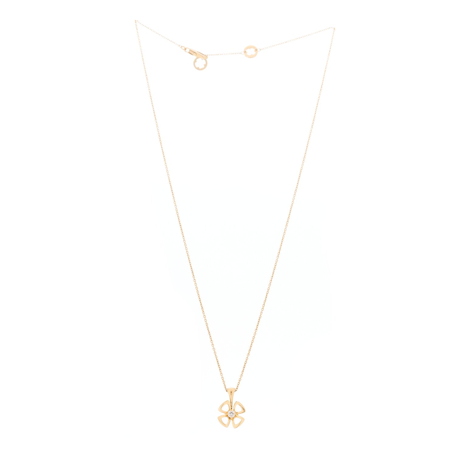 Bulgari 18K Yellow Gold Diamond Fiorever Pendant Necklace 3 of 5