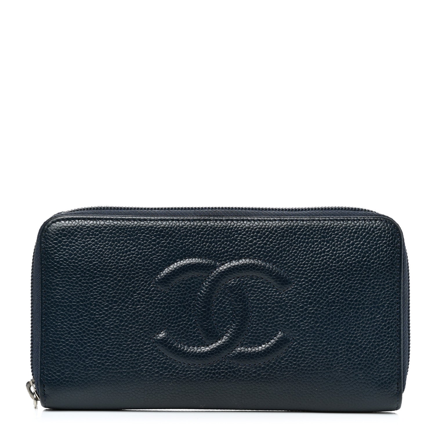 Chanel Caviar Large CC Timeless Zip Around Wallet Blue 1 of 11