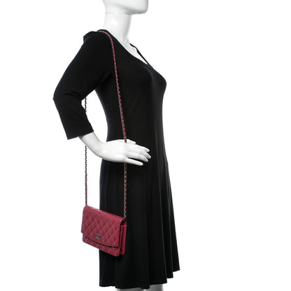 Chanel Patent Quilted Brilliant Wallet On Chain WOC Dark Pink 2 of 10