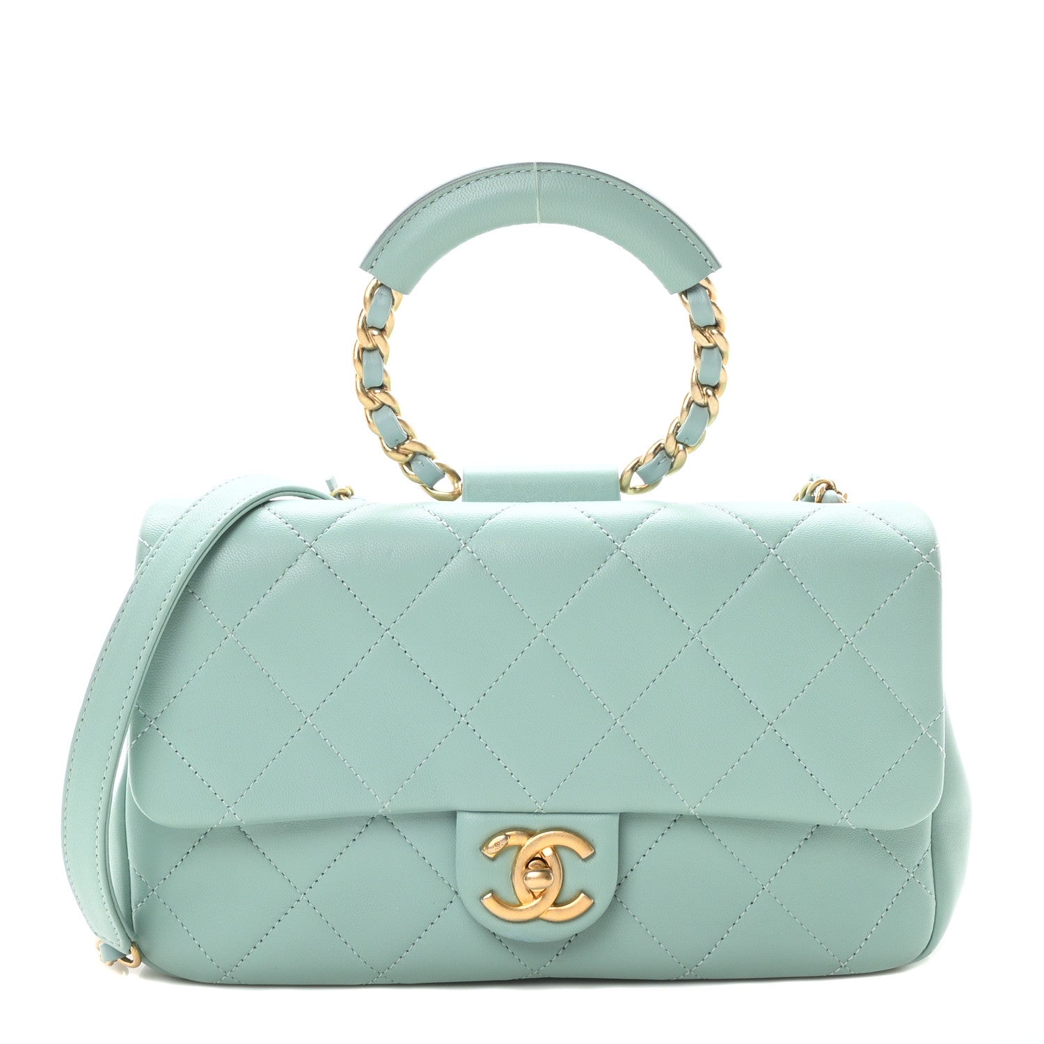 Chanel Lambskin Quilted Medium In The Loop Handle Flap Bag Light Blue 1 of 11