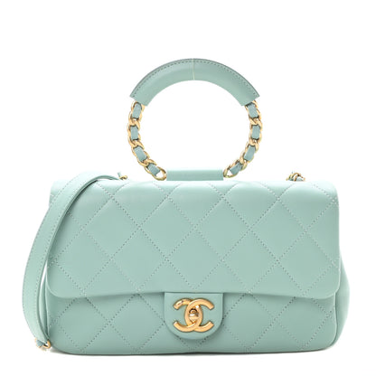Chanel Lambskin Quilted Medium In The Loop Handle Flap Bag Light Blue 1 of 11