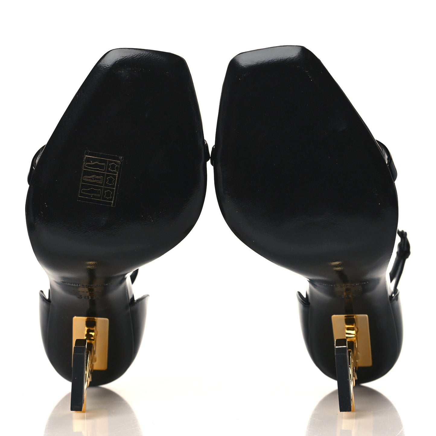 Patent Calfskin Opyum 110 Sandals 38.5 Black Gold