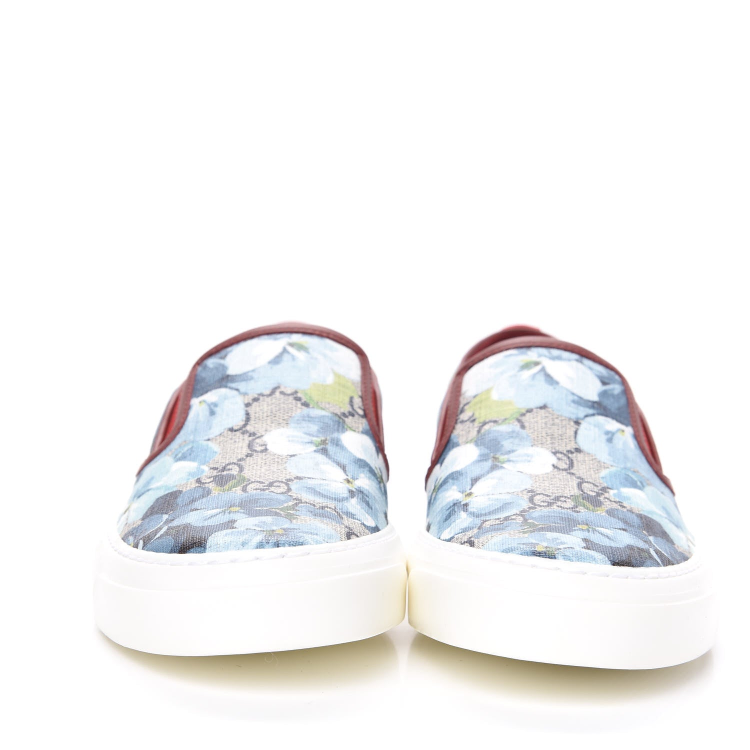 Gucci GG Supreme Monogram Blooms Womens Slip On Sneakers 37.5 Beige Blue Navy Red 2 of 8