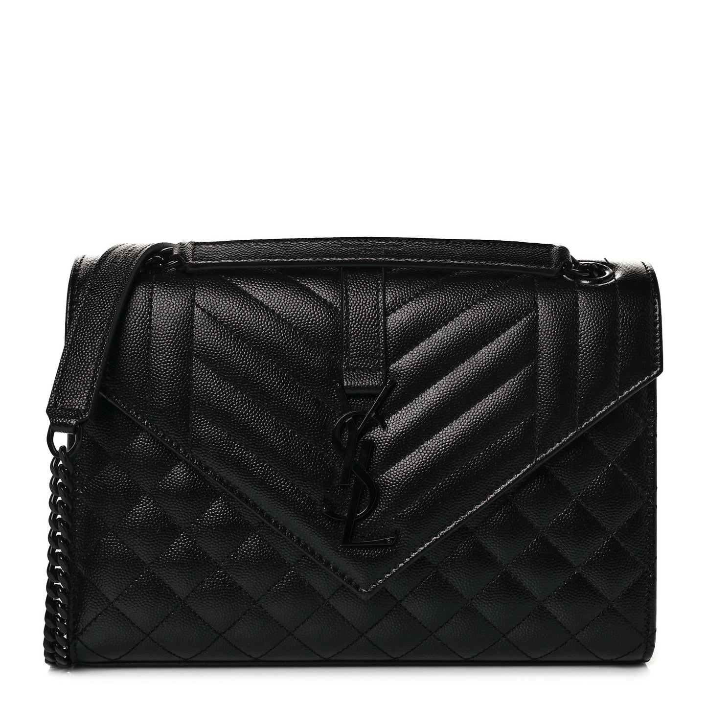 Grain De Poudre Textured Mixed Matelasse Triquilt Medium Monogram Satchel Black