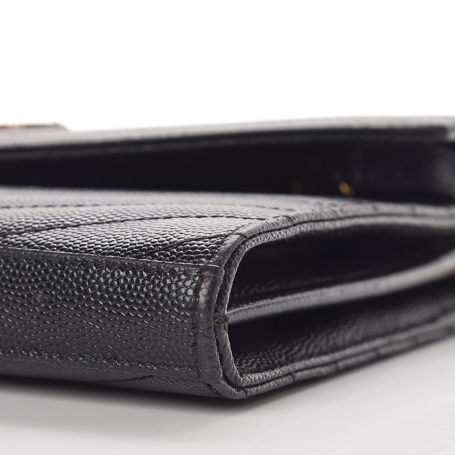 Saint Laurent Grain De Poudre Matelasse Chevron Monogram Chain Wallet Black 9 of 10