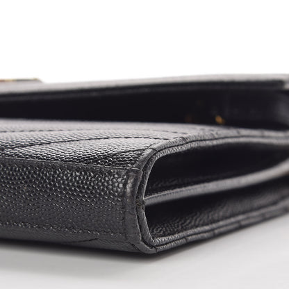 Saint Laurent Grain De Poudre Matelasse Chevron Monogram Chain Wallet Black 9 of 10
