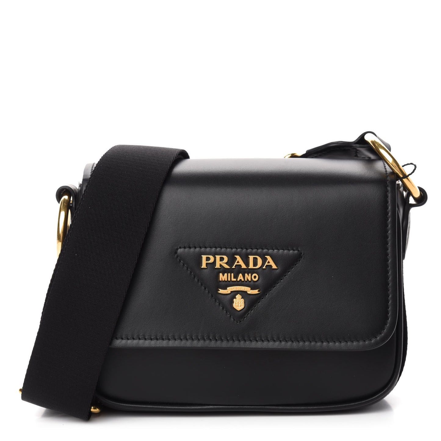 Vitello Flap Shoulder Bag Black