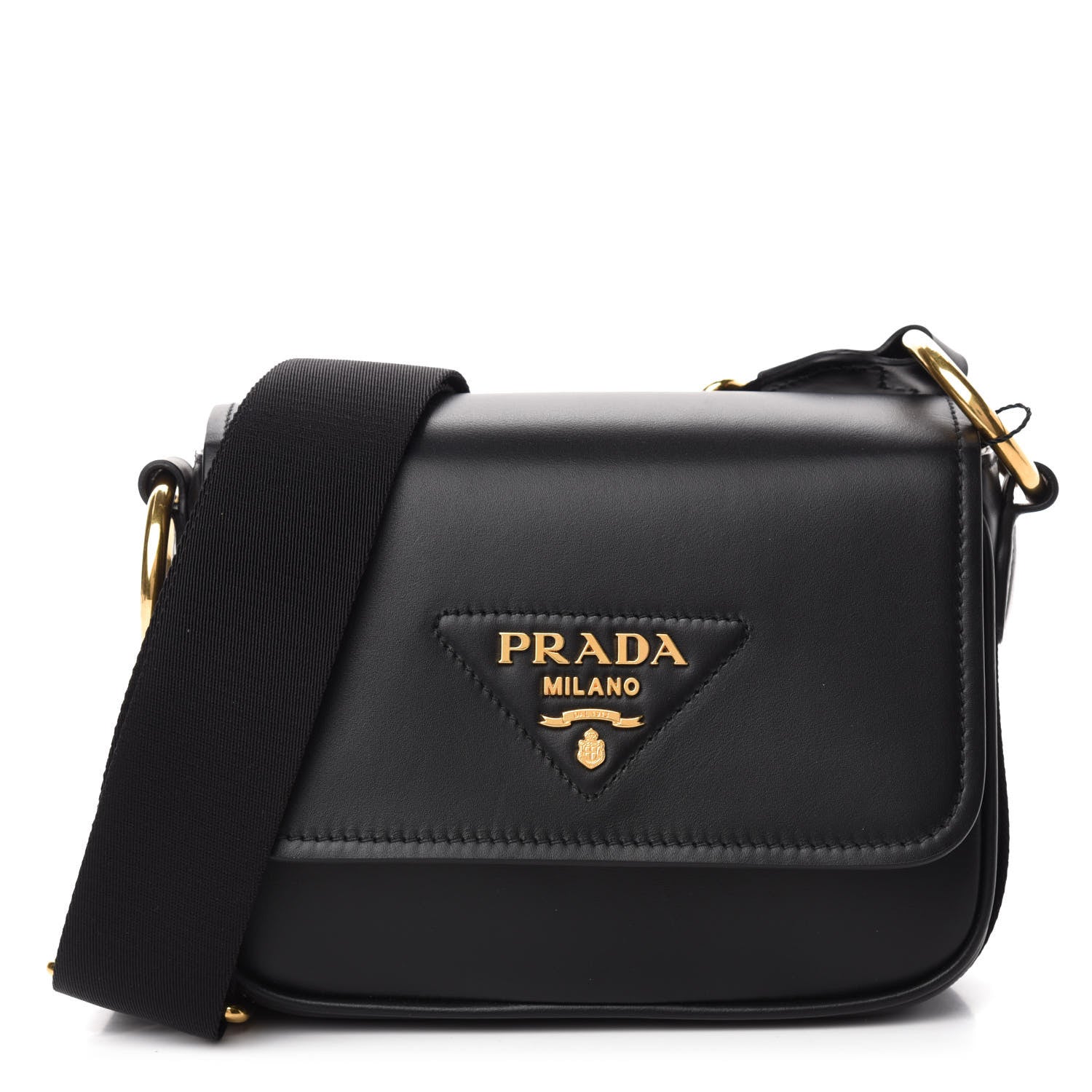 Prada Vitello Flap Shoulder Bag Black 1 of 11