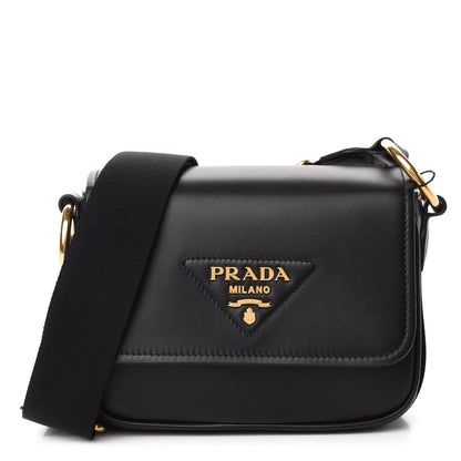 Prada Vitello Flap Shoulder Bag Black 1 of 11