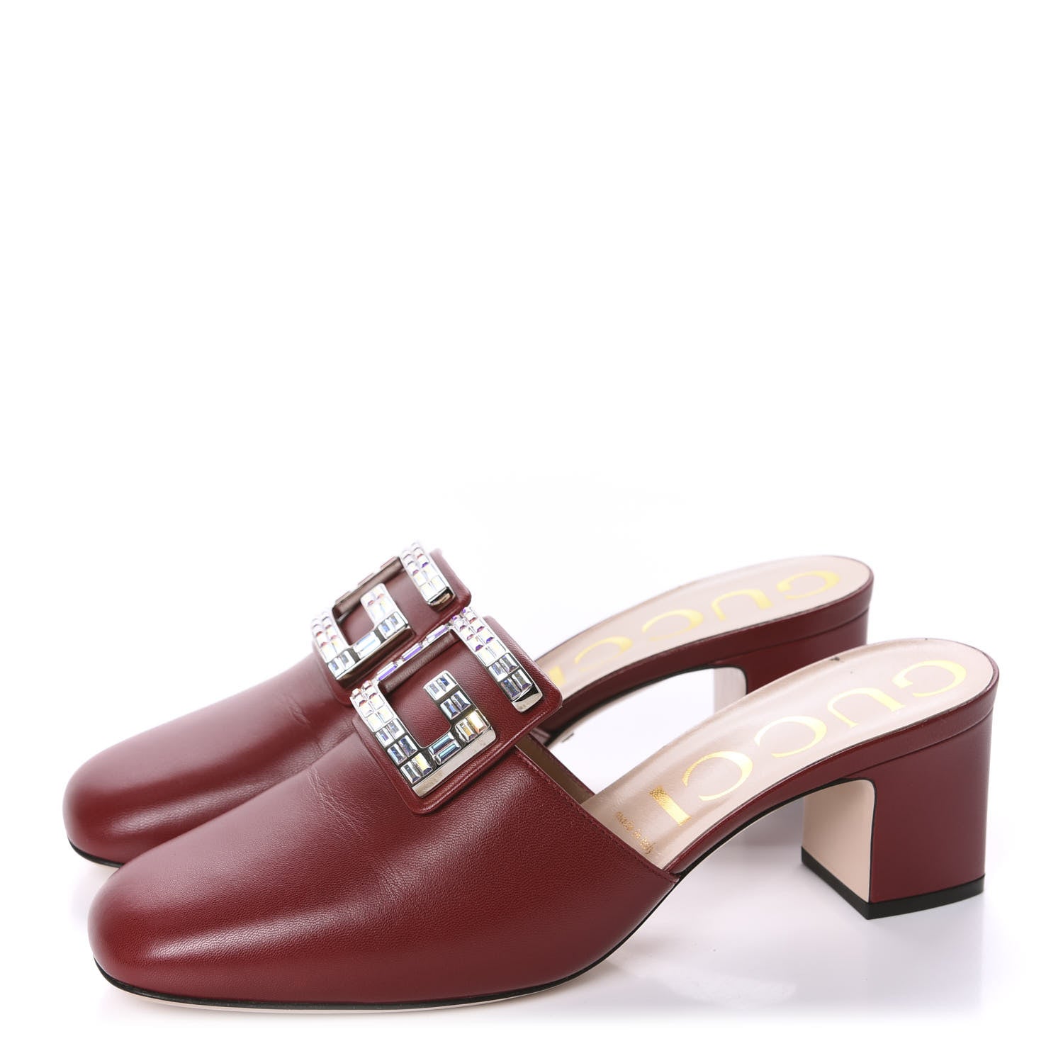 Gucci Malaga Kid Crystal Square G Madelyn Mules 40.5 Romantic Cerise 3 of 12