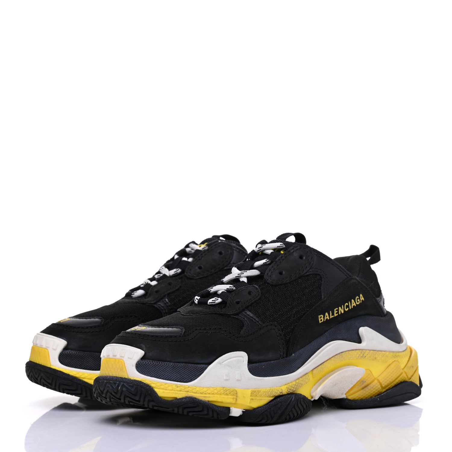 Balenciaga Fabric Mesh Womens Triple S Sneakers 37 Black Yellow 3 of 24