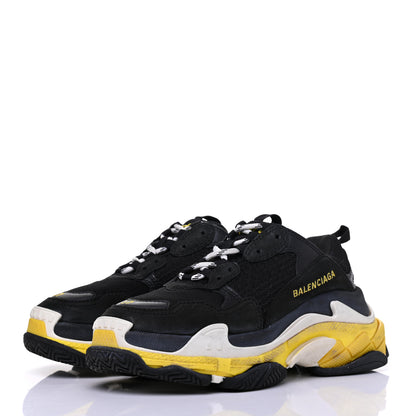 Balenciaga Fabric Mesh Womens Triple S Sneakers 37 Black Yellow 3 of 24