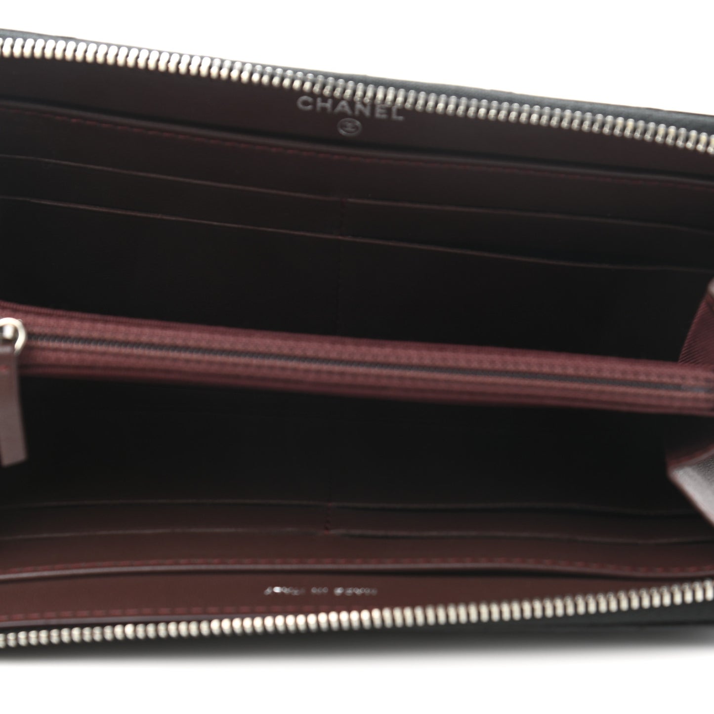 Lambskin Quilted Large Gusset Zip Around Wallet Black