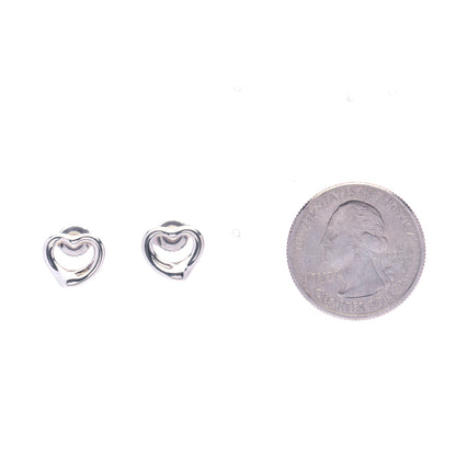 Tiffany Sterling Silver 11mm Elsa Peretti Open Heart Earrings 2 of 6
