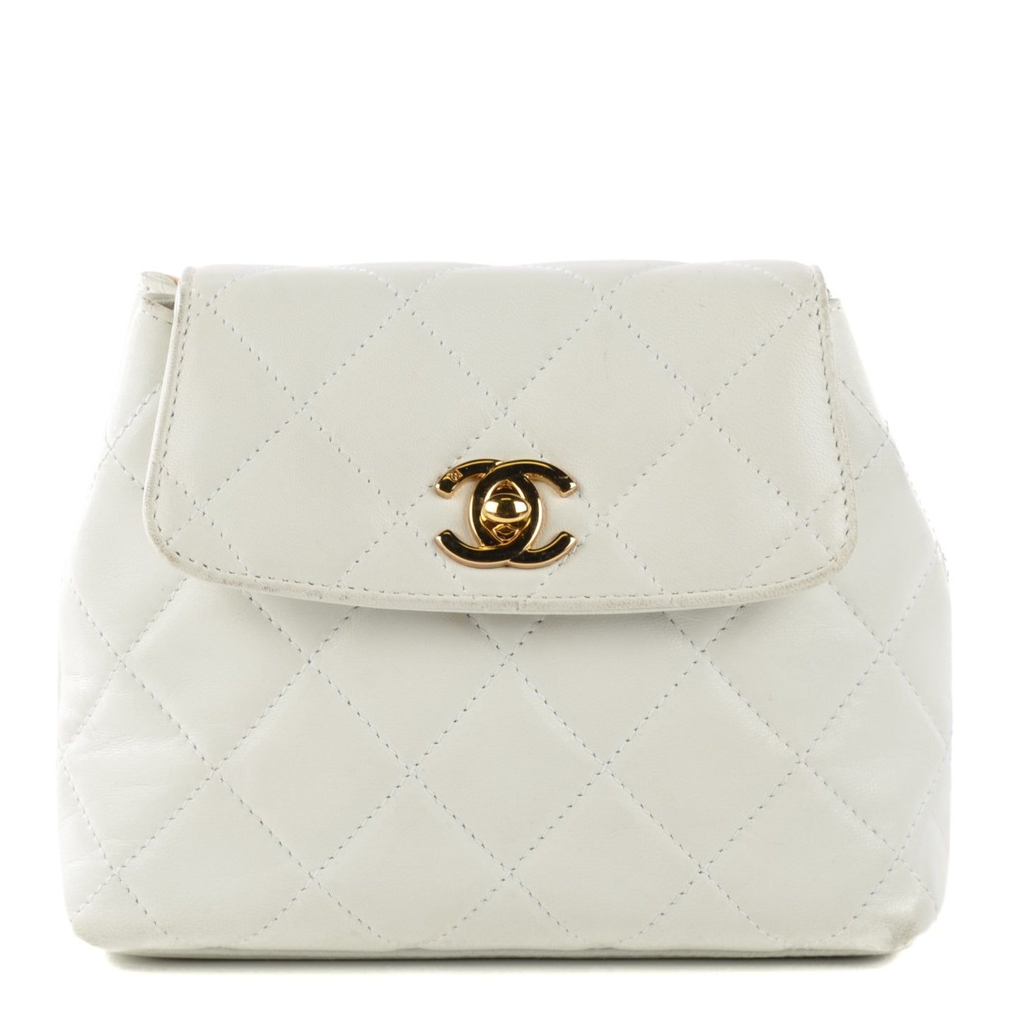 Lambskin Flap Waist Belt Bag White