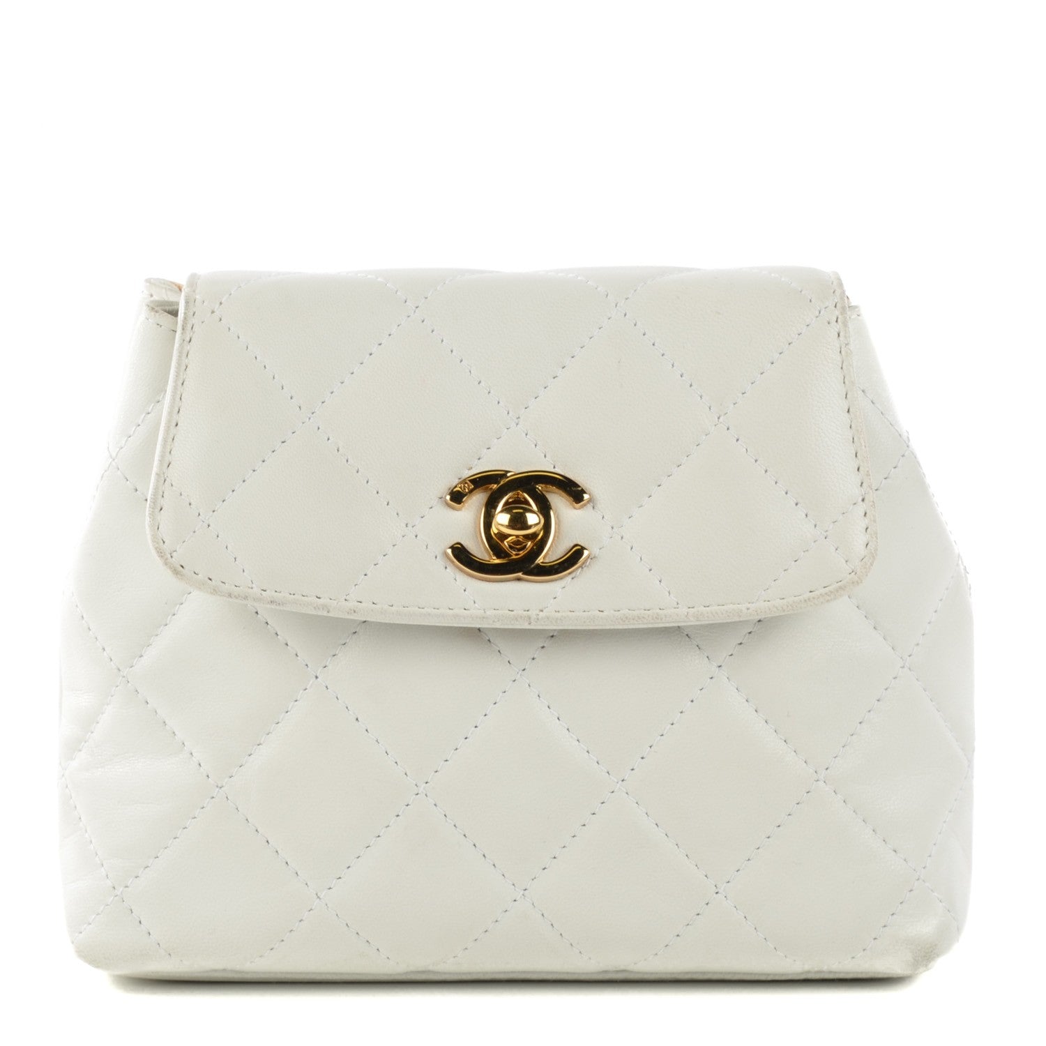 Chanel Lambskin Flap Waist Belt Bag White 1 of 9