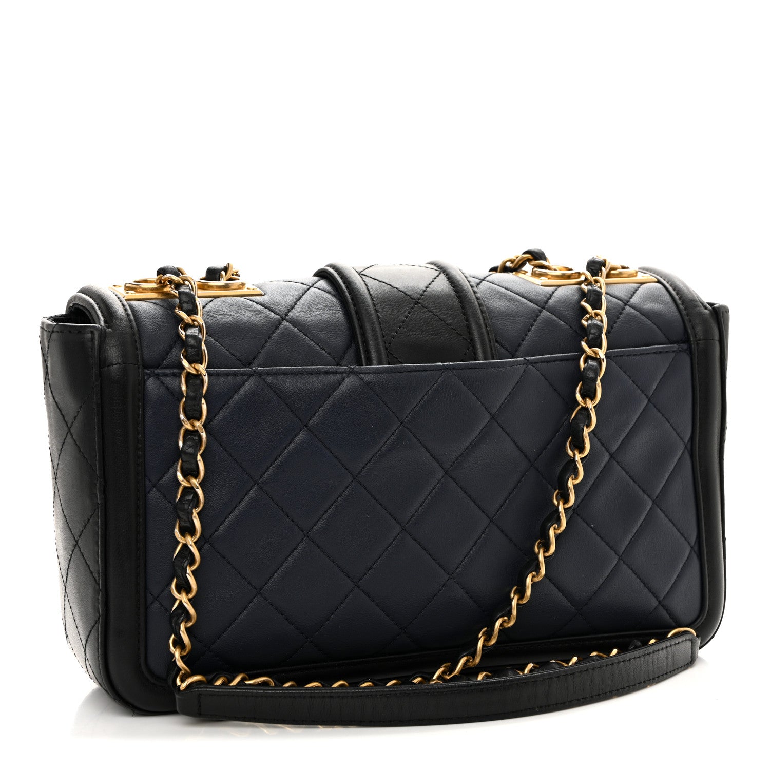 Chanel Lambskin Quilted Medium Elegant CC Flap Navy Black 3 of 13