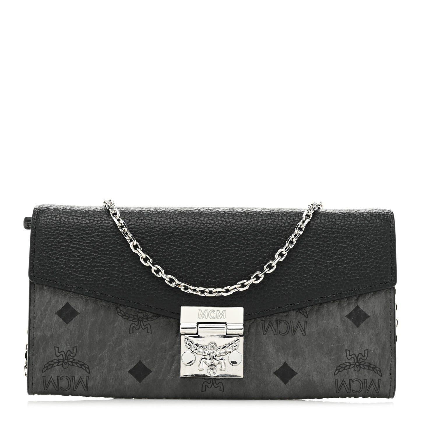 Visetos Calfskin Large Patricia Wallet On Chain Black