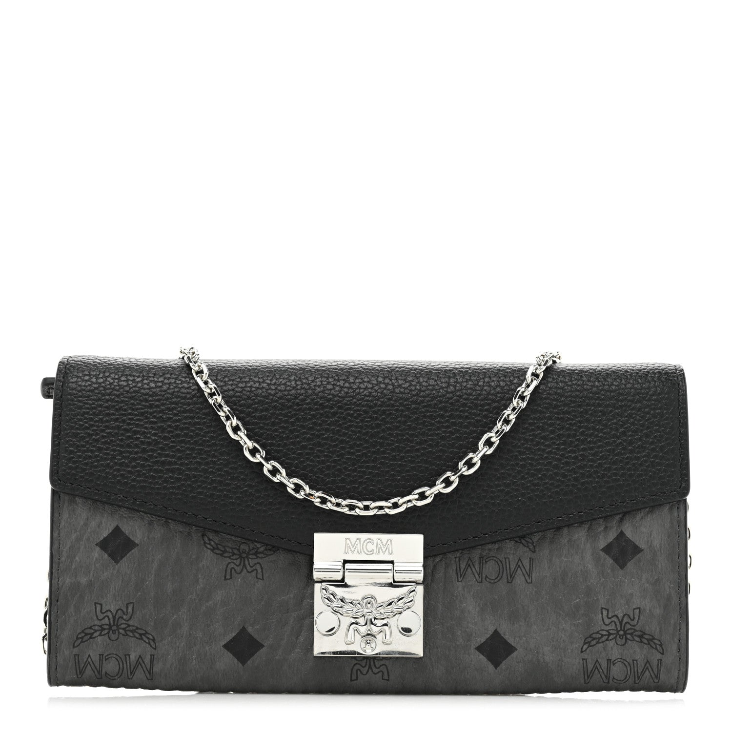 MCM Visetos Calfskin Large Patricia Wallet On Chain Black 1 of 13