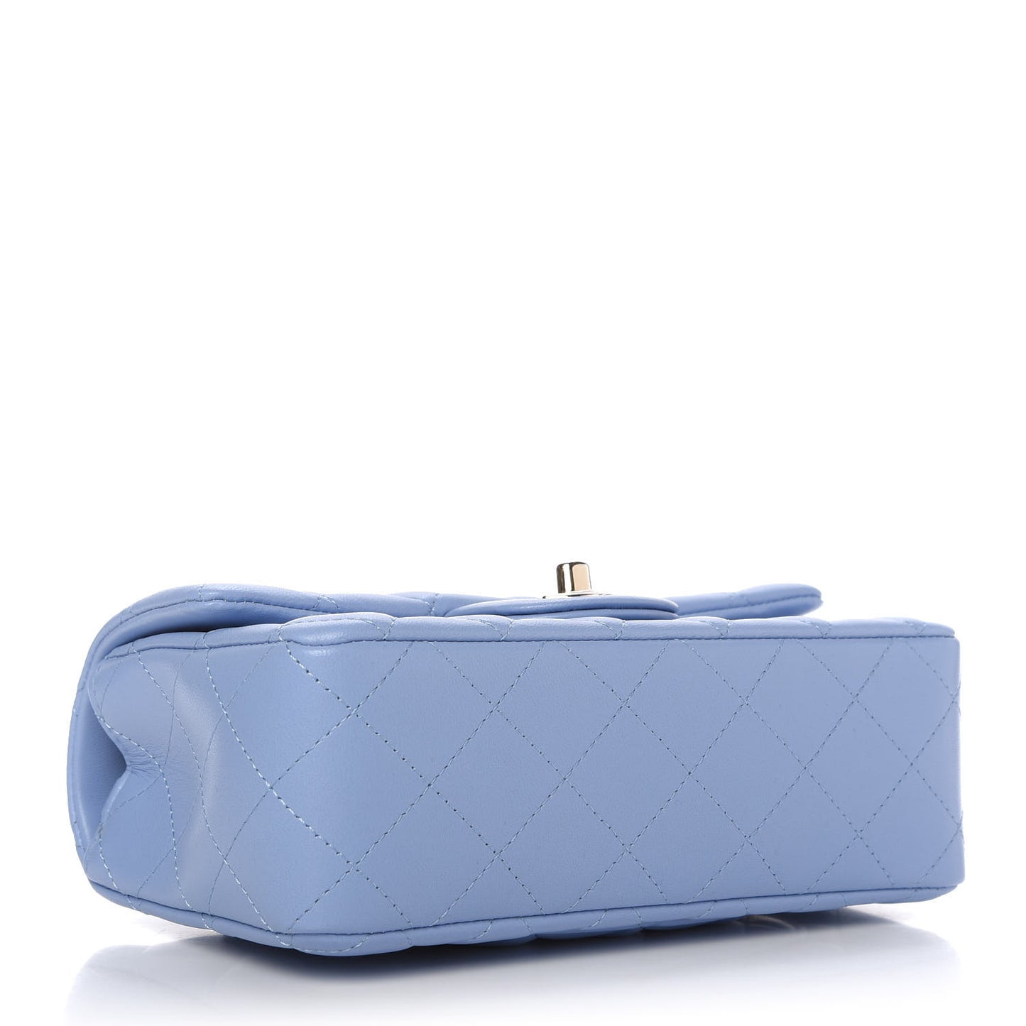 Lambskin Quilted Mini Rectangular Flap Light Blue