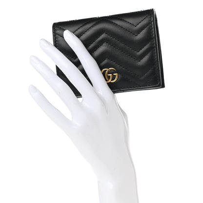 Gucci Calfskin Matelasse GG Marmont Card Case Wallet Black 2 of 7