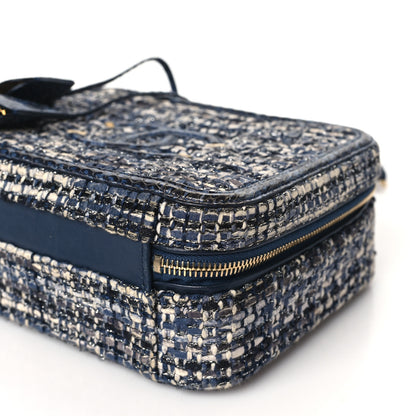 Chanel Tweed Snakeskin Quilted Medium CC Filigree Vanity Case Dark Navy 10 of 10