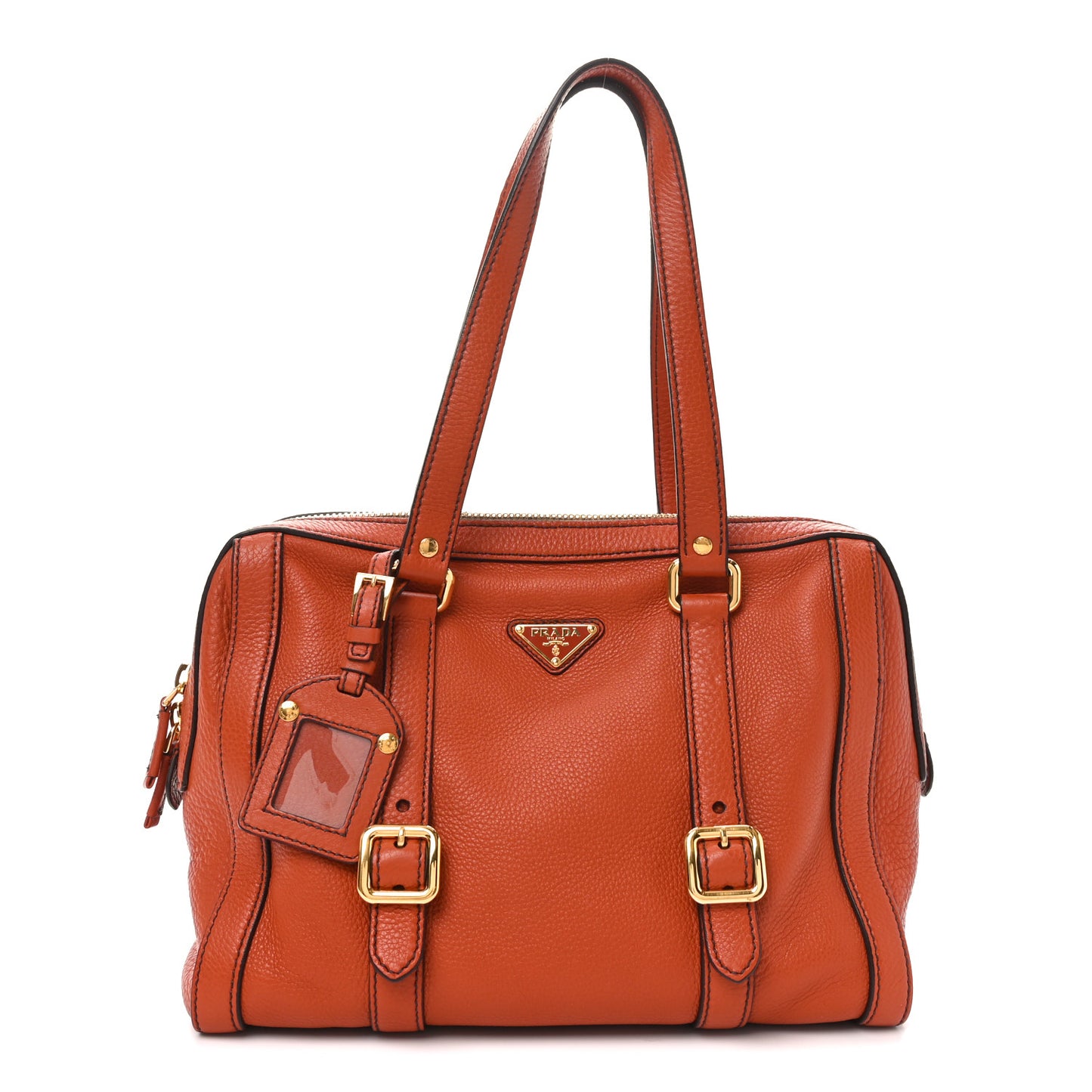 Vitello Daino Buckle Satchel Orange