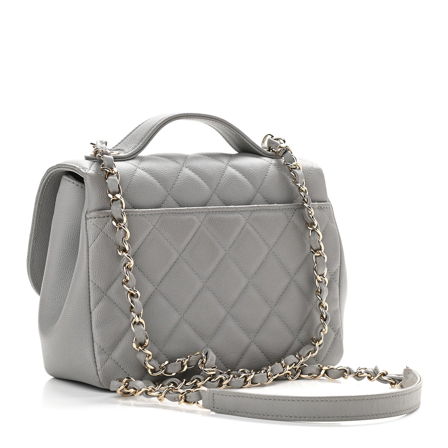 Caviar Quilted Medium Business Affinity Flap Grey