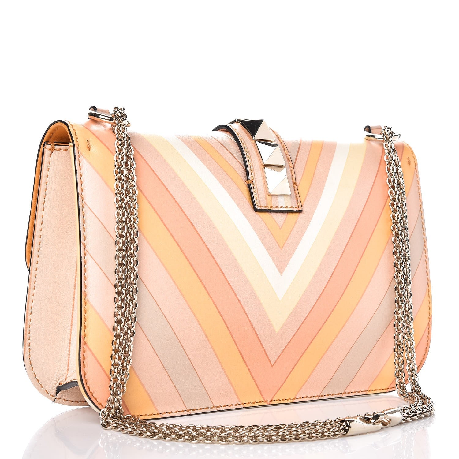 Valentino Garavani Vitello Native Couture 1975 Medium Glam Lock Rockstud Flap Mandarin Sorbet 3 of 8