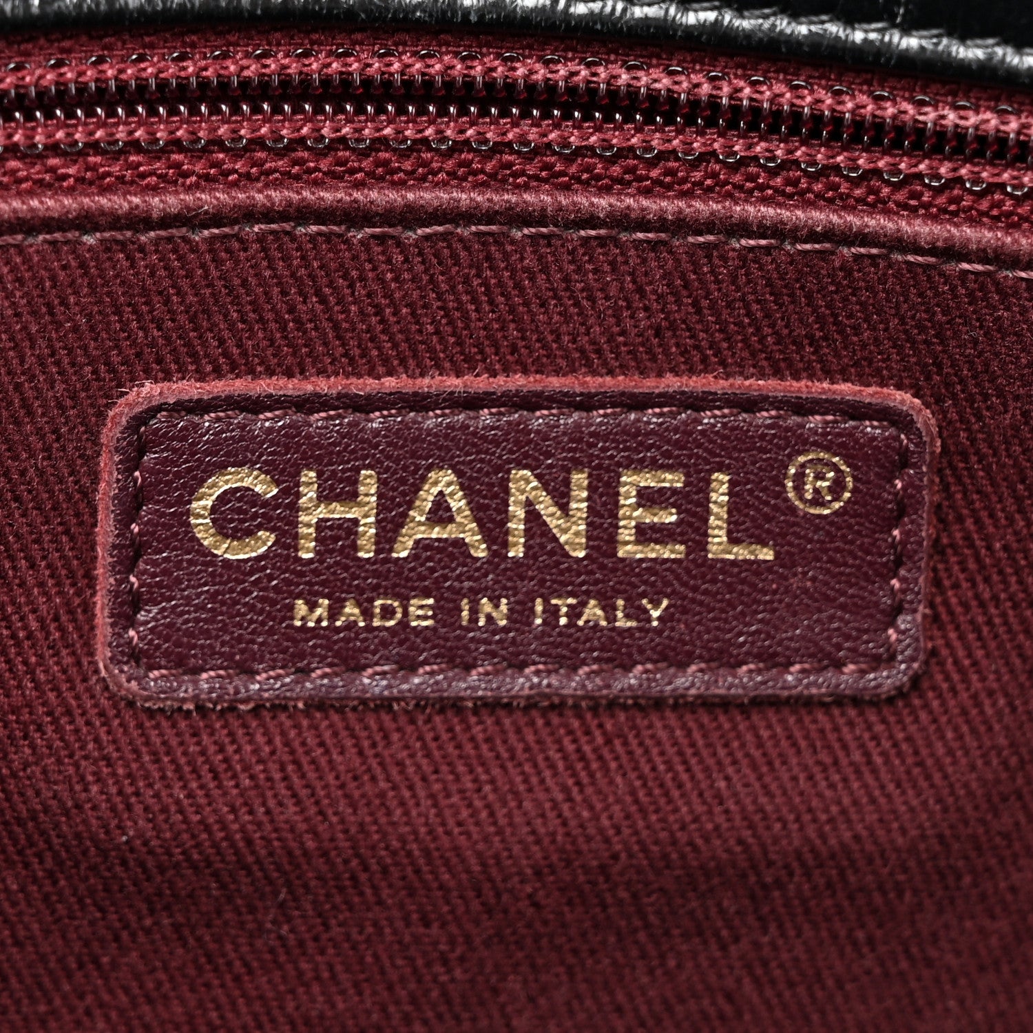 Chanel Glazed Calfskin Castle Rock Large Flap Black Burgundy 6 of 15