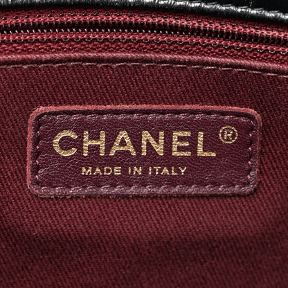 Chanel Glazed Calfskin Castle Rock Large Flap Black Burgundy 6 of 15