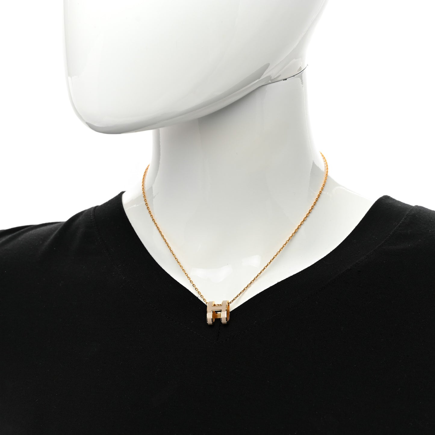 Lacquered Gold Pop H Pendant Necklace Marron Glace