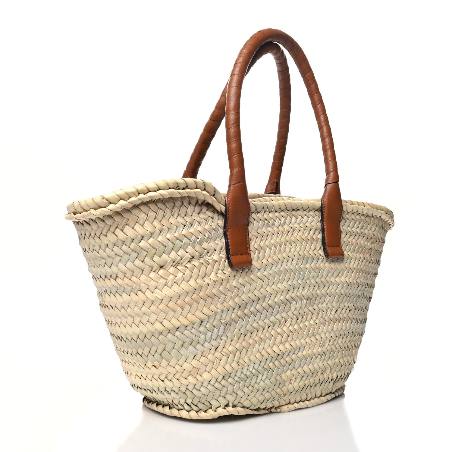 Chloe Raffia Small Grain Calfskin Medium Marcie Basket Tan 3 of 12