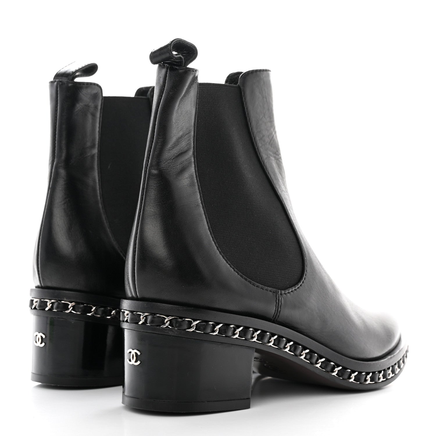 Chanel Calfskin Chain Around Chelsea Boots 38.5 Black 4 of 13