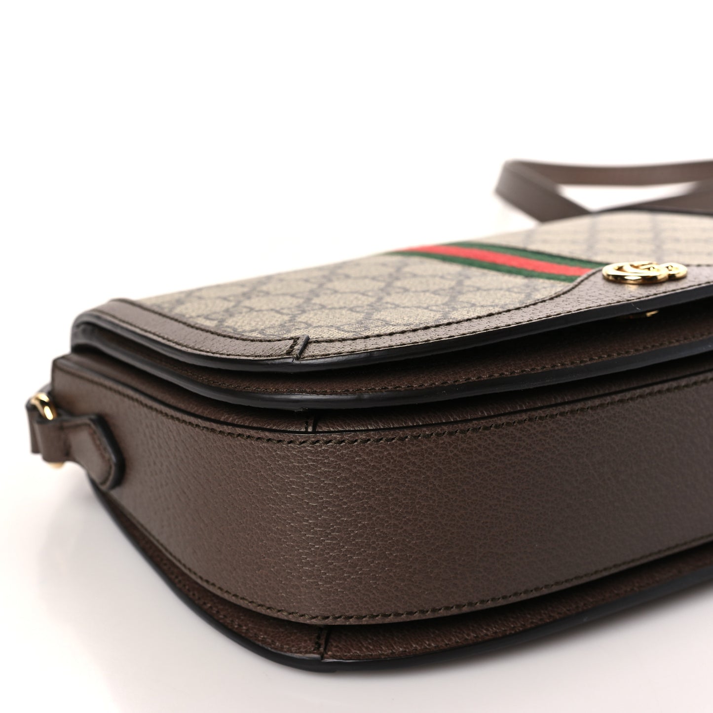 GG Supreme Monogram Web Small Ophidia Flap Messenger Bag Brown
