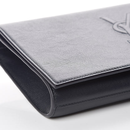 Saint Laurent Calfskin Monogram Large Belle De Jour Clutch Navy 8 of 9
