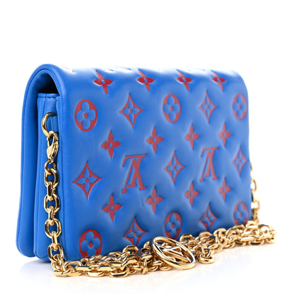 Louis Vuitton Lambskin Embossed Monogram Vuittamins Pochette Coussin Blue Red 3 of 11