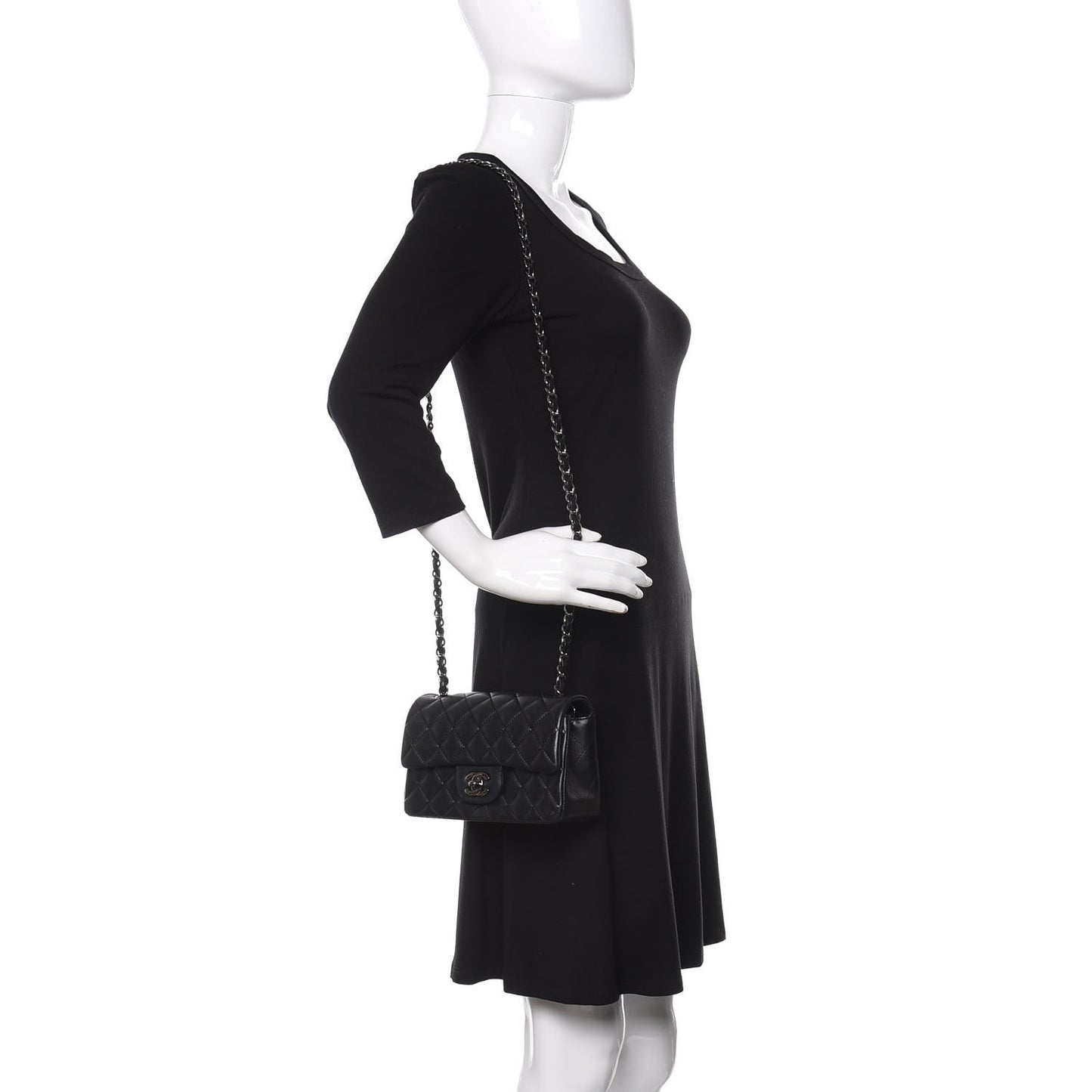 Lambskin Quilted Mini Rectangular Flap Black