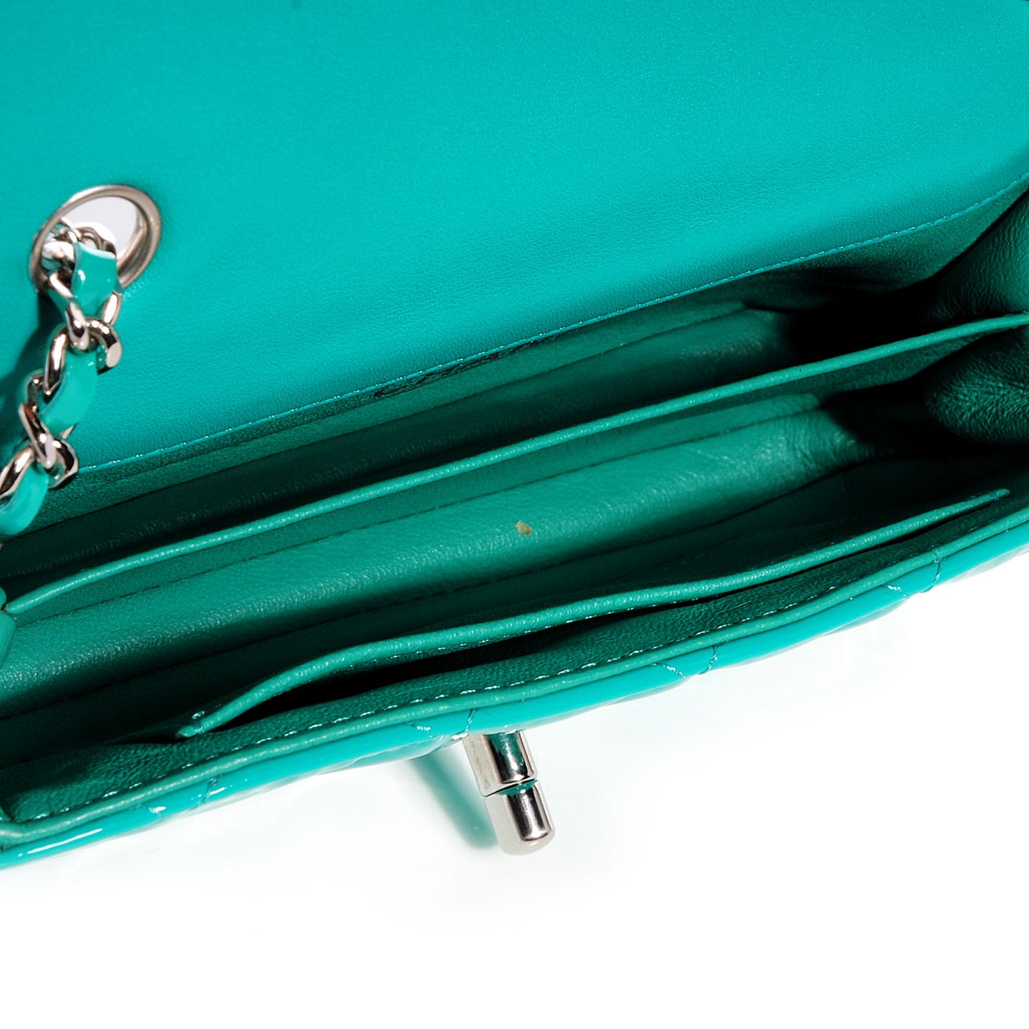 Patent Quilted Extra Mini Flap Green