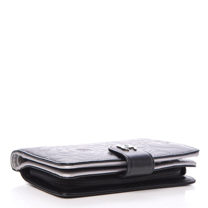 Chanel Lambskin Camellia Embossed Zipped Pocket Wallet Black 4 of 9
