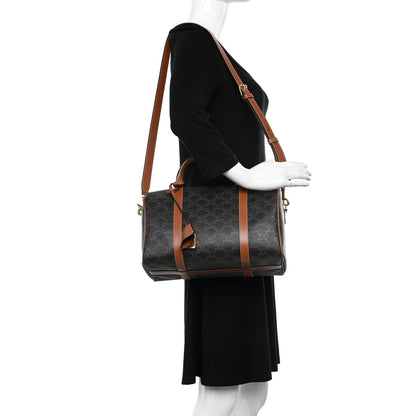 Celine Triomphe Canvas Calfskin Boston Bag Tan 2 of 9