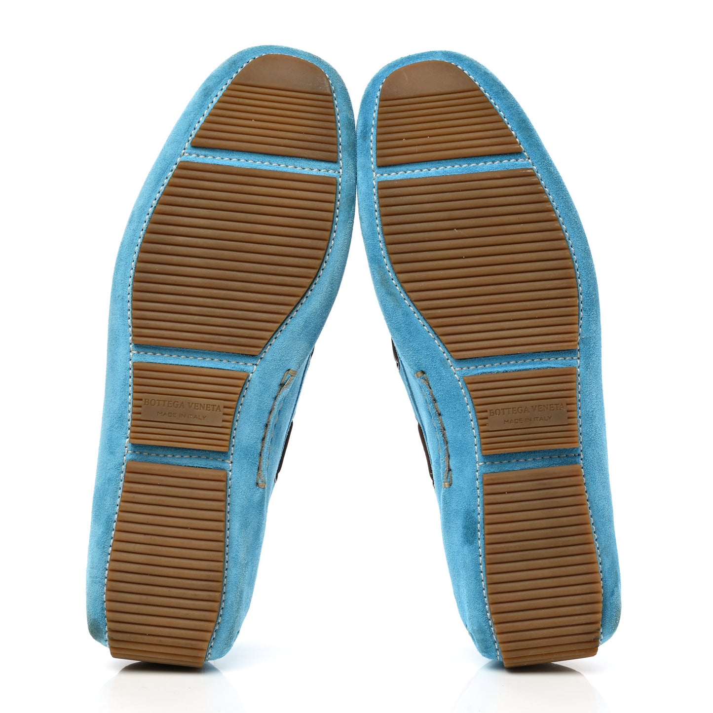 Suede Intrecciato Wave Driver Moccasin Loafers 44 Light Blue