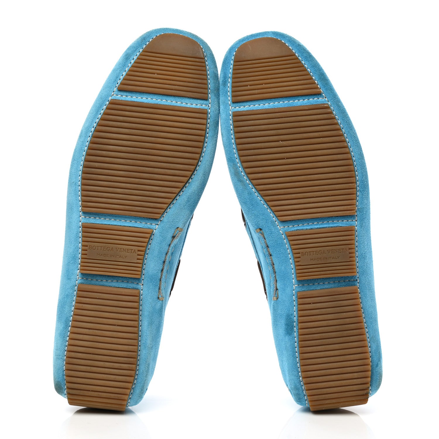 Bottega Veneta Suede Intrecciato Wave Driver Moccasin Loafers 44 Light Blue 5 of 9