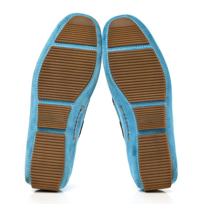 Bottega Veneta Suede Intrecciato Wave Driver Moccasin Loafers 44 Light Blue 5 of 9