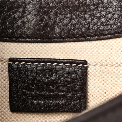 Gucci Pebbled Calfskin Web Small Dressage Shoulder Bag Dark Brown 6 of 10