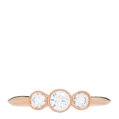 Tiffany 18K Rose Gold Diamond Three Stone Milgrain Ring 49 5 1 of 5