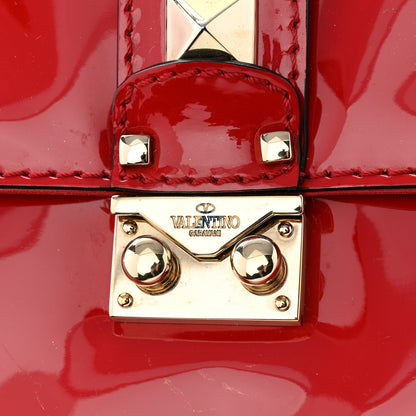 Valentino Garavani Patent Large Glam Lock Rockstud Flap Red 12 of 12